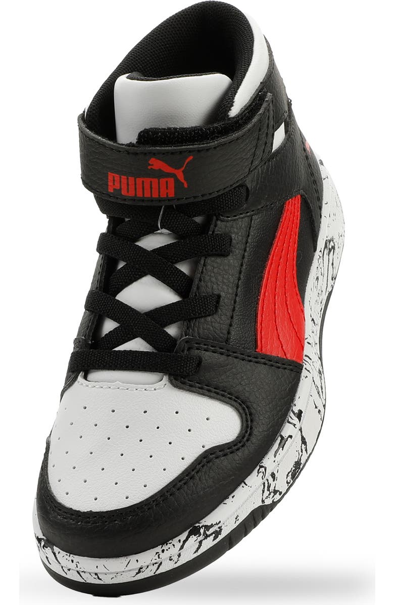 PUMA Kids' Rebound Layup High Top Sneaker, Alternate, color, Puma Black/ Red/ White