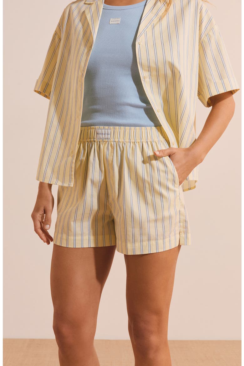 Benicio Cotton Pajama Shorts, Alternate, color, LIGHT YELLOW