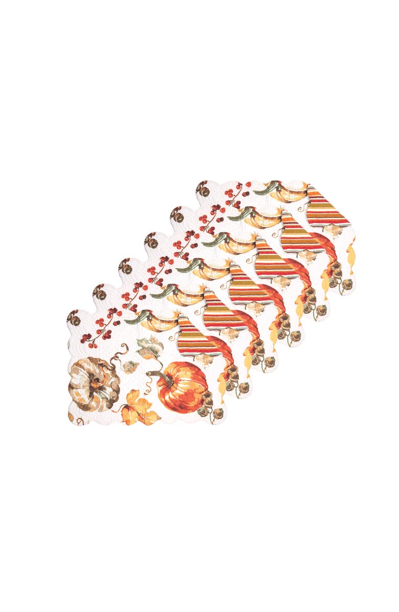 C&F Home Watercolor Pumpkin Quilted 100% Cotton Rectangle Set of 6 Placemats 13" x 19", Alternate, color, 