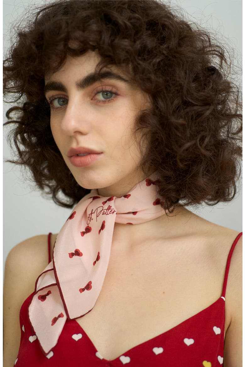 Twin Hearts Silk Bandana, Alternate, color, BLUSH