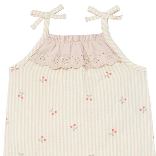 Modern Moments™ By Gerber Sleeveless Ruffle Romper In Beige Cherry Stripe