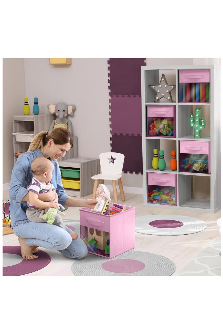 Set of 6 Collapsible Storage Bins, Alternate, color, PASTEL PINK