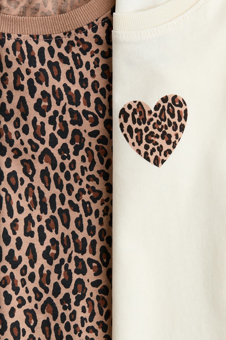 2-pack Printed Jersey Tops, Alternate, color, White/leopard print