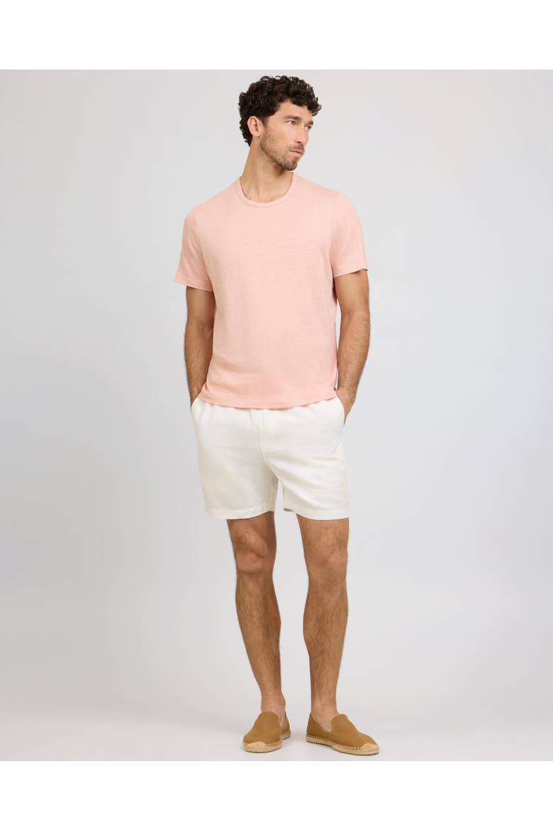 Stretch Linen Crewneck Short Sleeve Tee, Alternate, color, Pink Sand