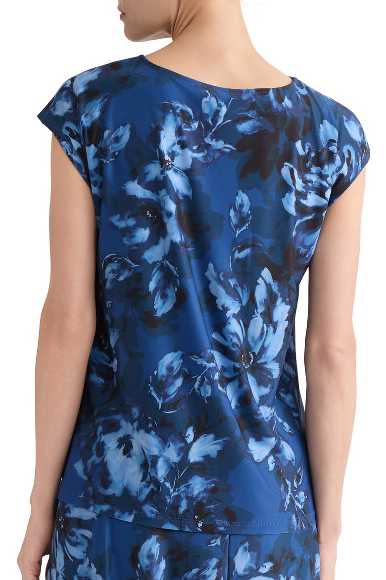 Floral Print Knit Keyhole Bow Top, Alternate, color, BLUE NIGHT MULTI