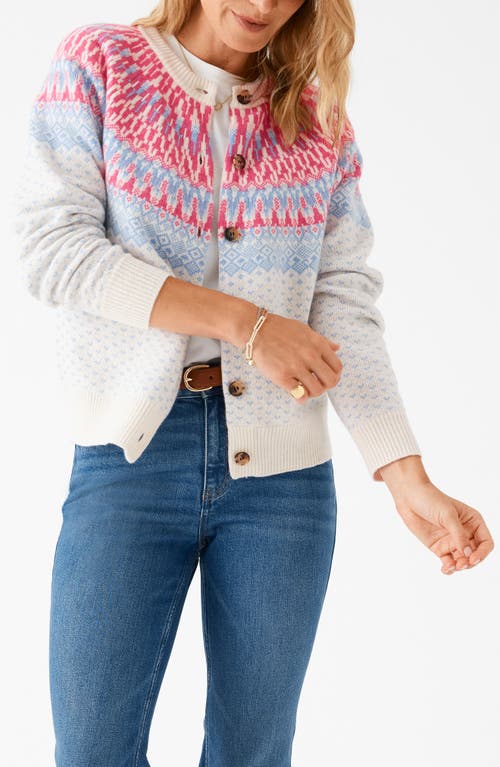 Vineyard Vines Fair Isle Merino Wool Blend Cardigan In White