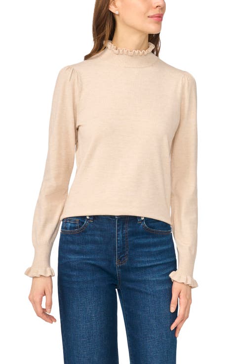 Ruffle Mock Neck Sweater