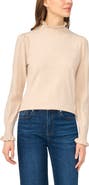 CeCe Ruffle Mock Neck Sweater
