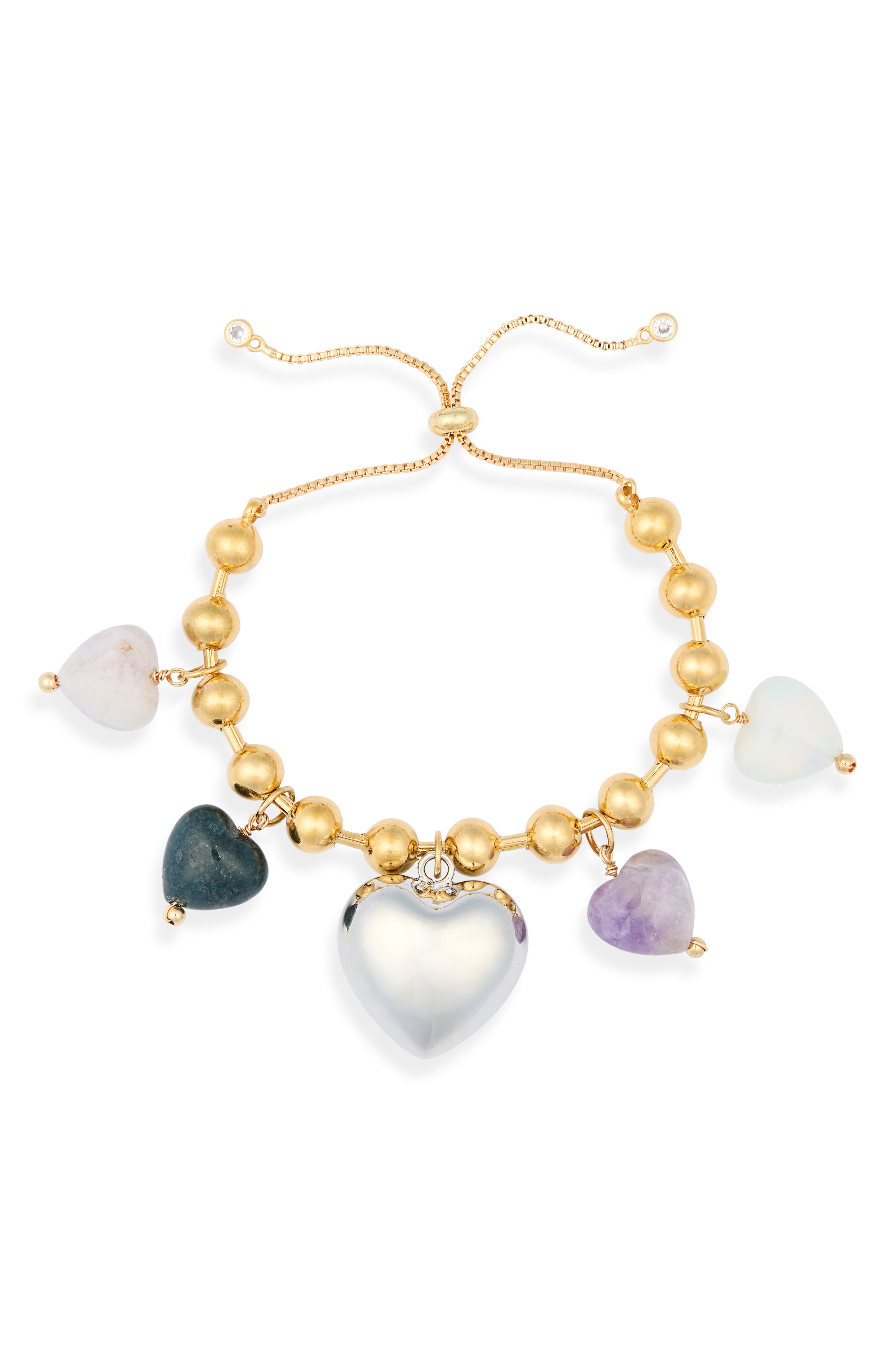 EYE CANDY LOS ANGELES Madison Heart Charm Slider Bracelet