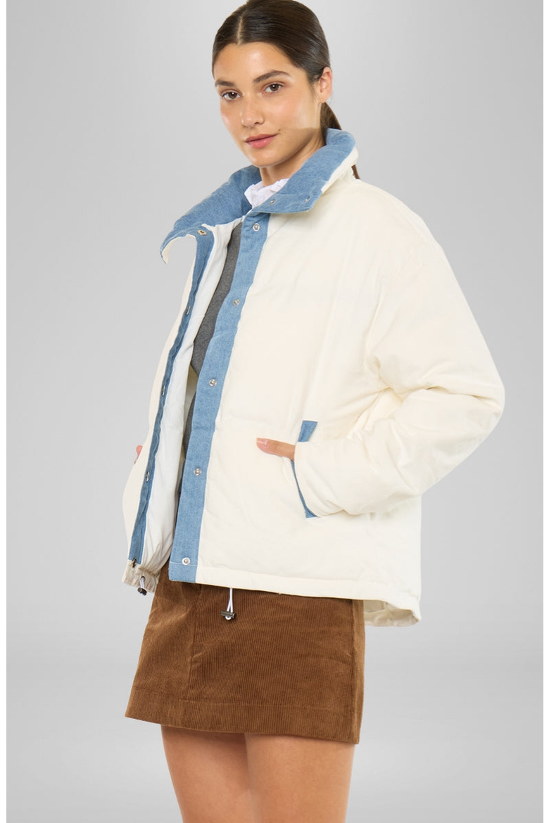 Yerba Relaxed Puffer Jacket, Alternate, color, White / Blue