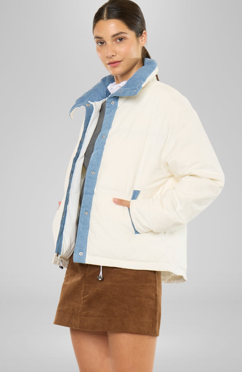 KanCan Yerba Relaxed Puffer Jacket, Alternate, color, White / Blue