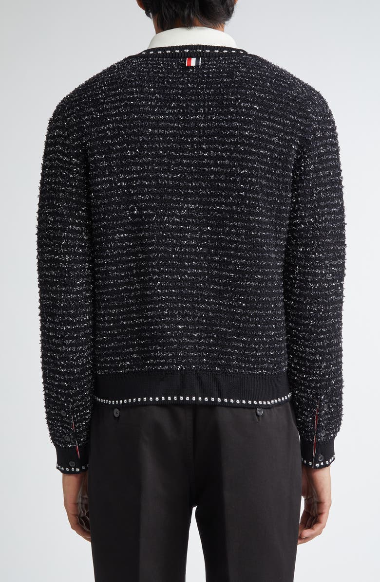 Thom Browne Eyelash Tweed Jacquard Knit Cardigan, Alternate, color, 