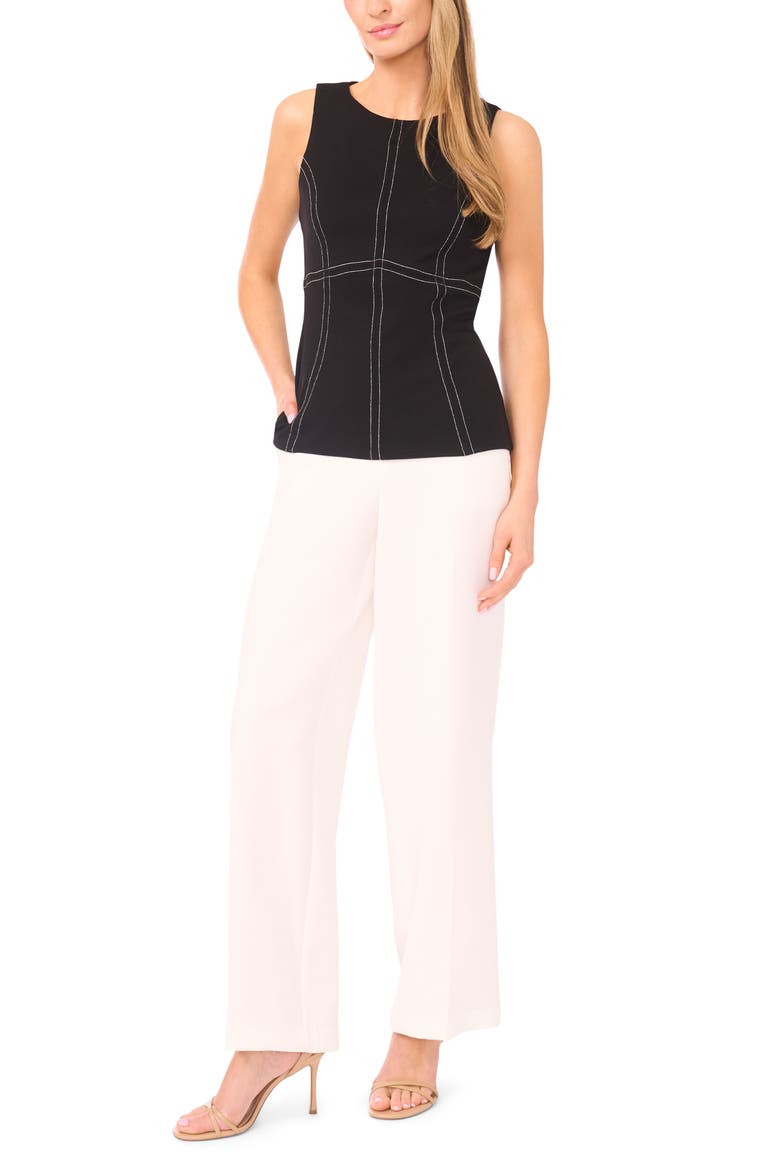 Jewel Neck Ponte Tank, Alternate, color, RICH BLACK