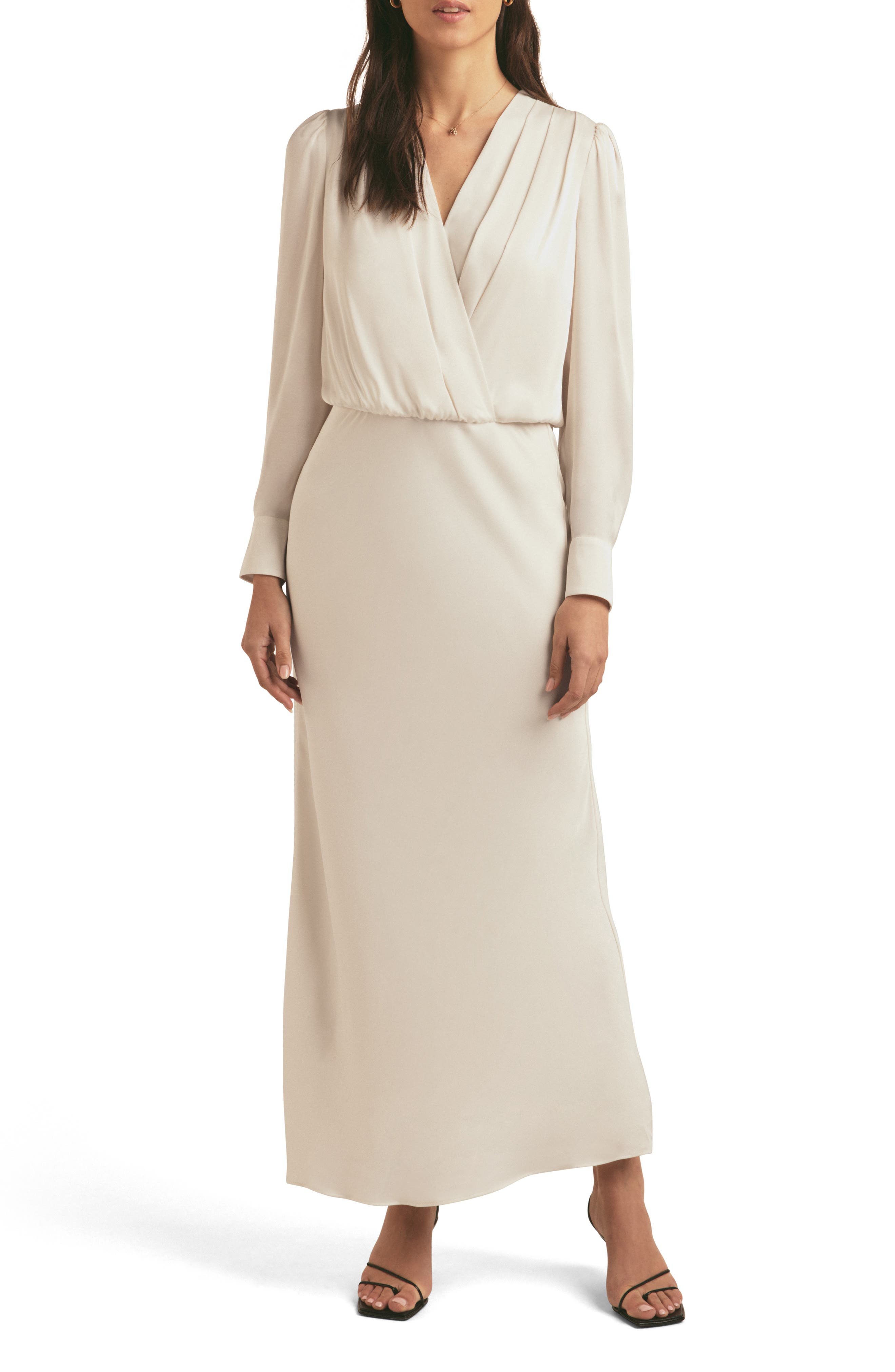 Favorite Daughter The Nita Long Sleeve Satin Maxi Dress