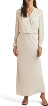 Favorite Daughter The Nita Long Sleeve Satin Maxi Dress