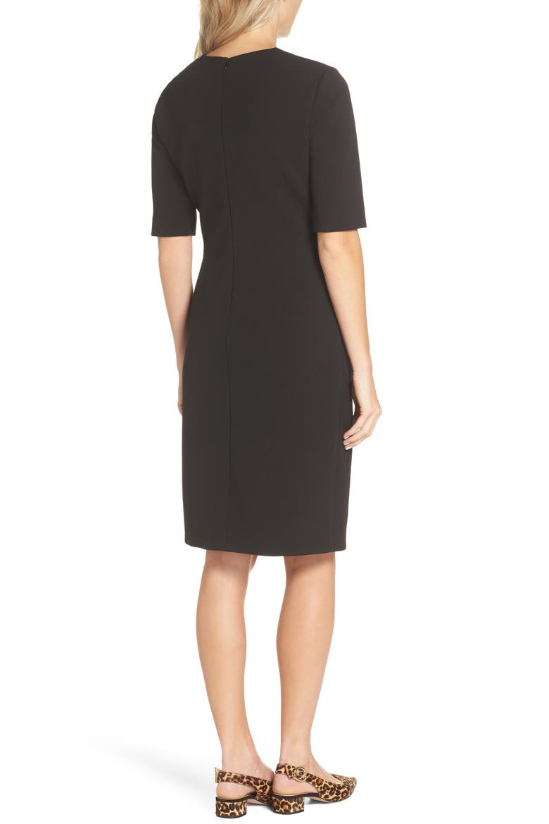 Scuba Crepe Sheath Dress, Alternate, color, BLACK