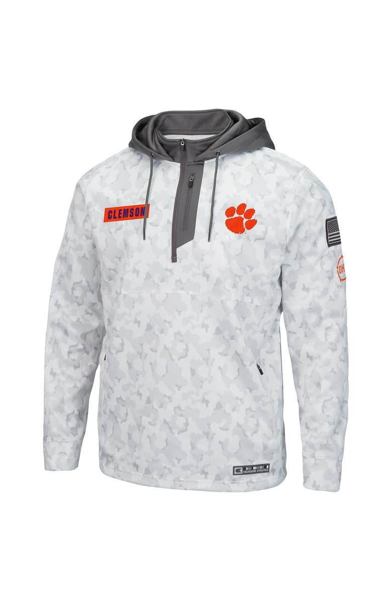 COLOSSEUM Men's Colosseum Arctic Camo Clemson Tigers OHT Military Appreciation Quarter-Zip Hoodie, Alternate, color, Arctic Camo