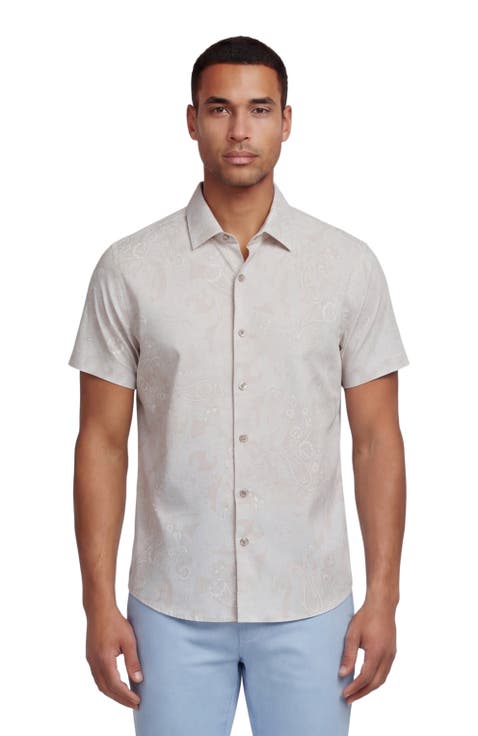 Paisley Explosion Mens Printed Button Up Shirt