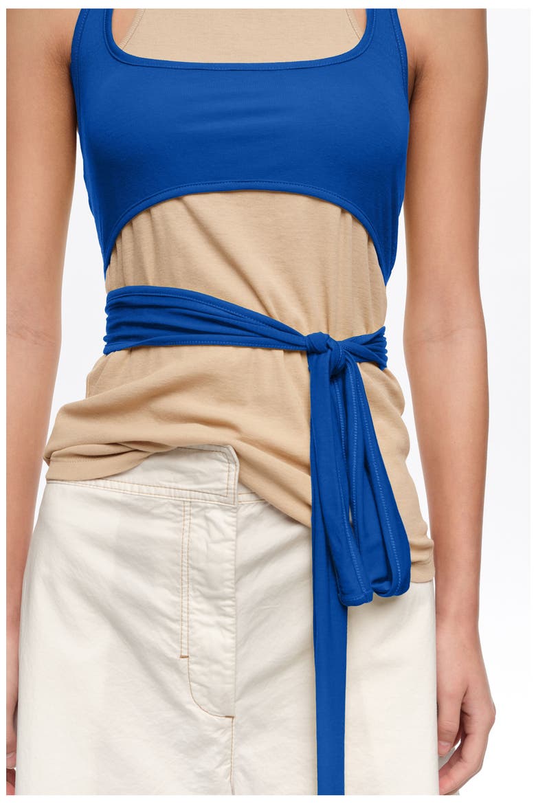 Top With Overlay Piece In Contrast, Alternate, color, SAND