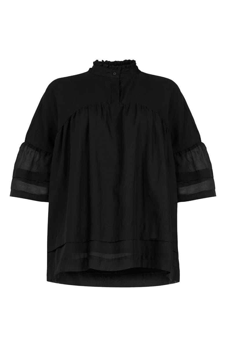 AllSaints Etna Ruffle Neck Blouse, Main, color,