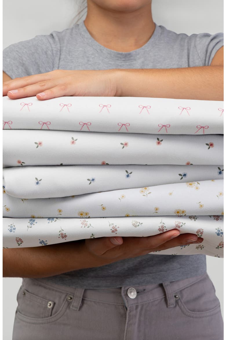 Kaycie Gray Ditsy Floral Microfiber Sheet Set, Alternate, color, PINK DITSY