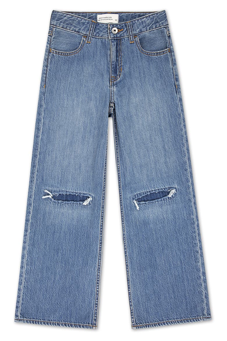 Kids' Ripped High Waist Wide Leg Jeans, Main, color, MGYANF DUS