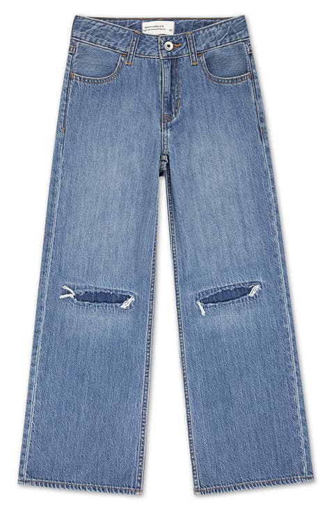 Kids' Ripped High Waist Wide Leg Jeans (Little Kid & Big Kid)