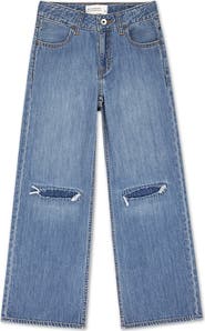 abercrombie kids Kids' Ripped High Waist Wide Leg Jeans