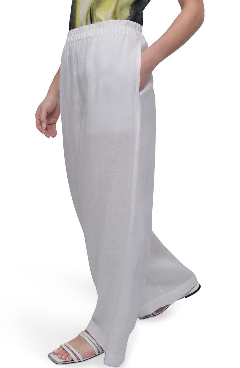 DKNY Wide Leg Linen Pants, Alternate, color, White