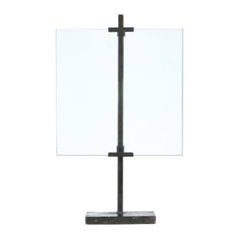 10 In X 16.75 In Black Adjustable Metal Stand And Glass Floating Photo Frame