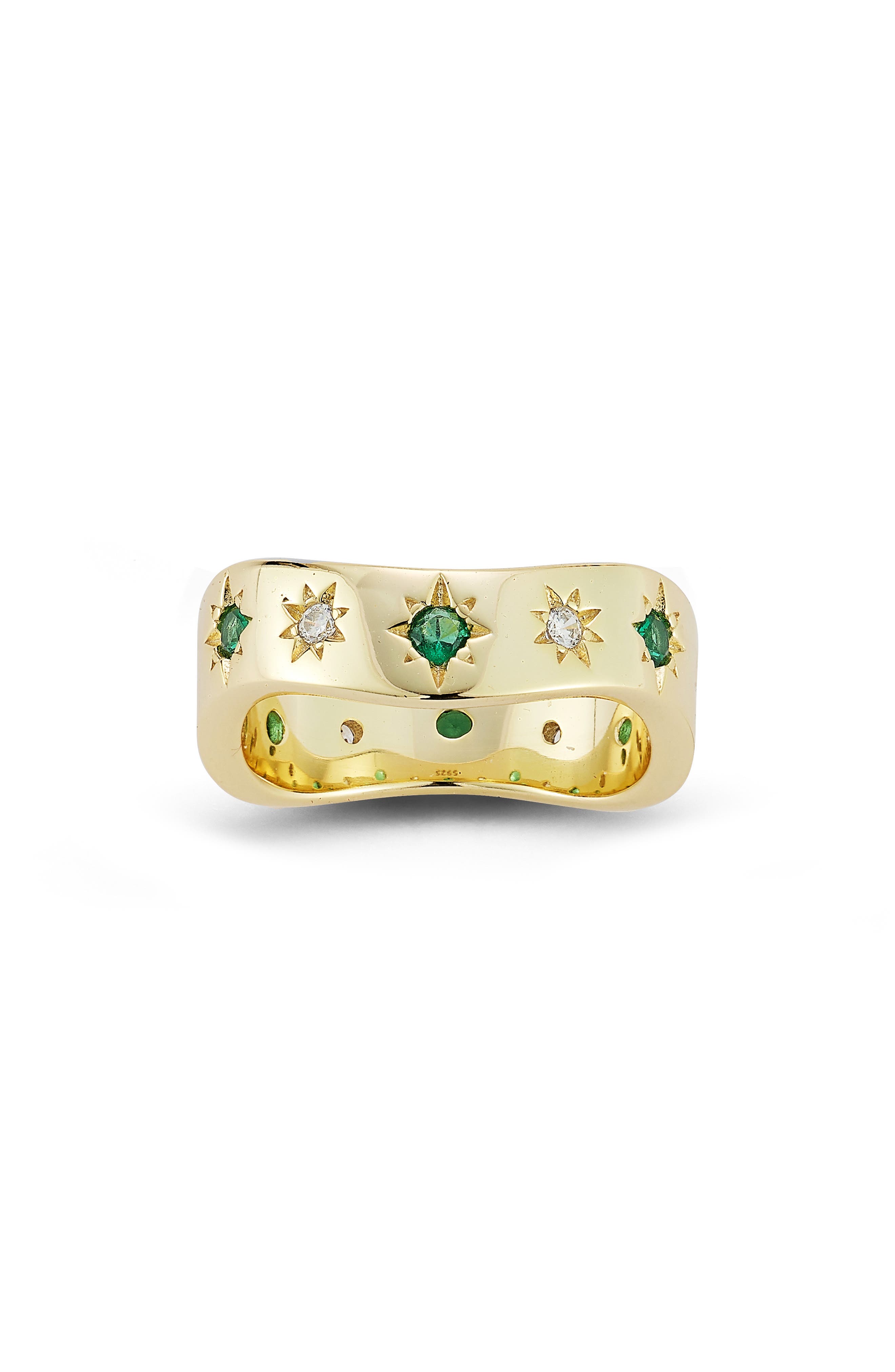 GLAZE JEWELRY 14K Gold Plated Sterling Silver Wave Band Ring