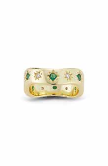 14K Gold Plated Sterling Silver Wave Band Ring