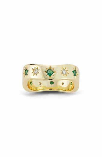 14K Gold Plated Sterling Silver Wave Band Ring