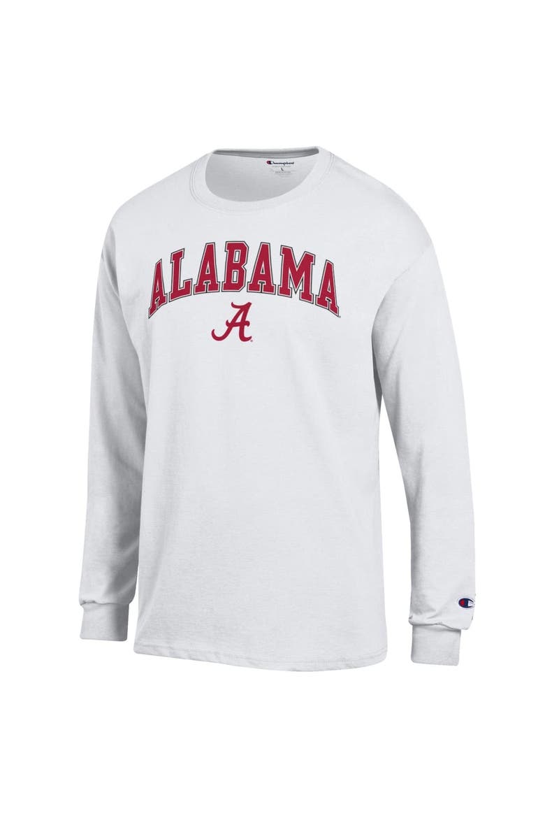 Men's Champion  White Alabama Crimson Tide Arch Over Logo Long Sleeve T-Shirt, Alternate, color, White