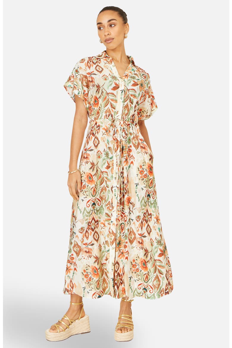 Relaxed Boho Print Maxi Shirt Dress, Alternate, color, Ivory