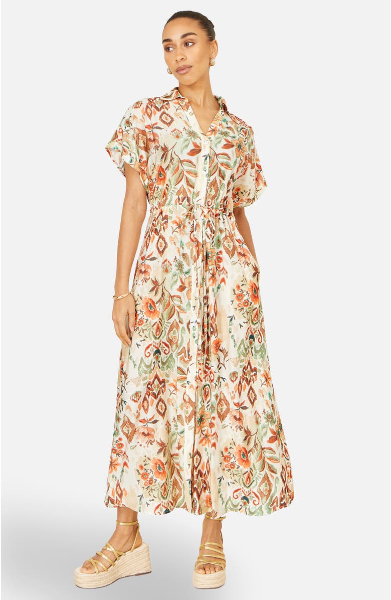 Yumi Relaxed Boho Print Maxi Shirt Dress, Alternate, color, Ivory