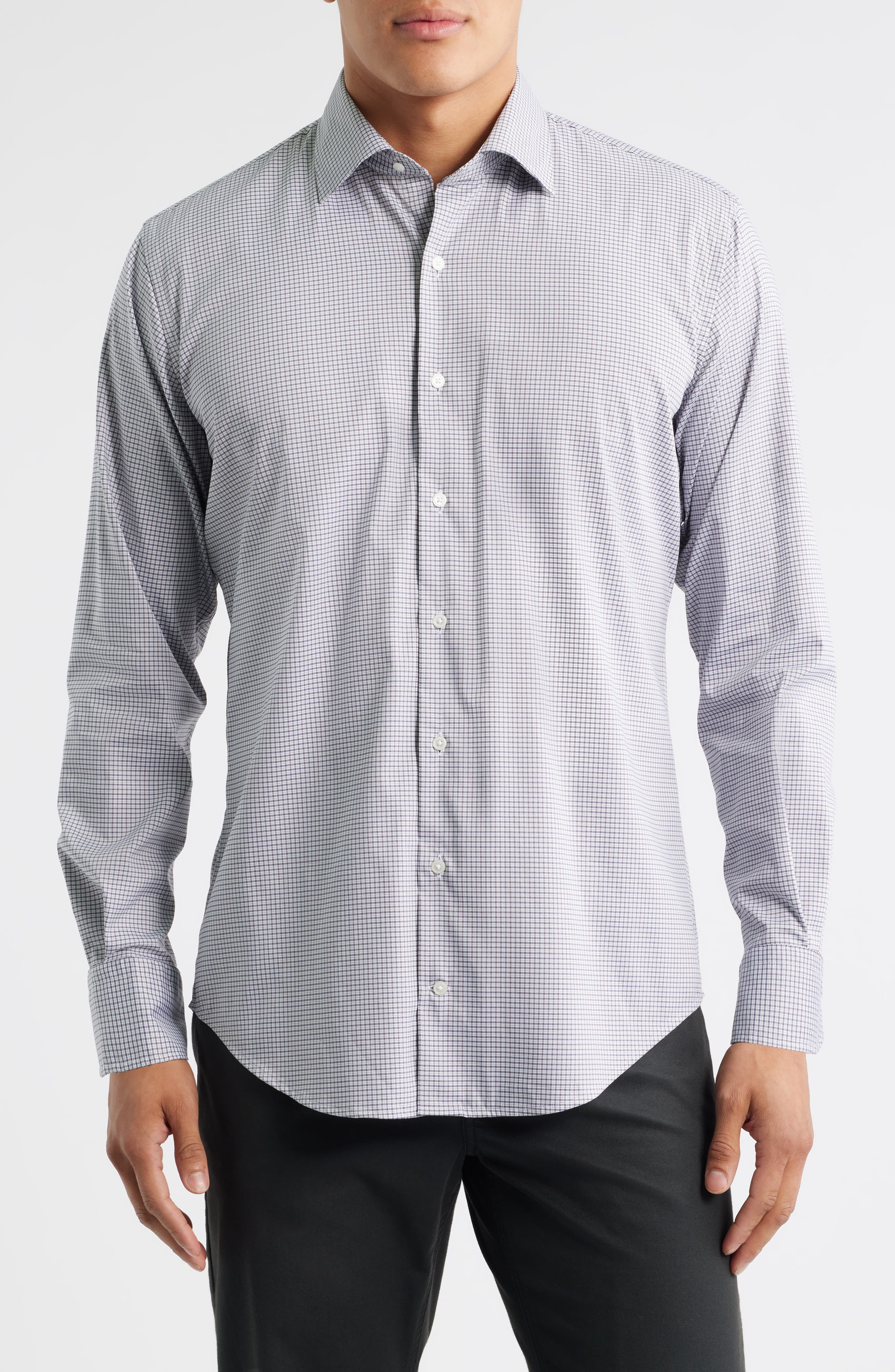 Peter Millar Jackson Crown Lite Microcheck Performance Twill Button-Up Shirt