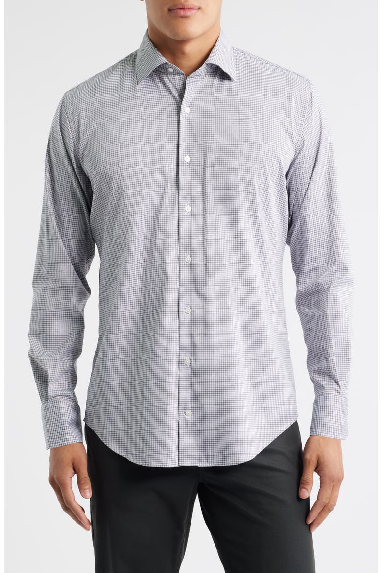 Jackson Crown Lite Microcheck Performance Twill Button-Up Shirt, Main, color, POPLAR BROWN
