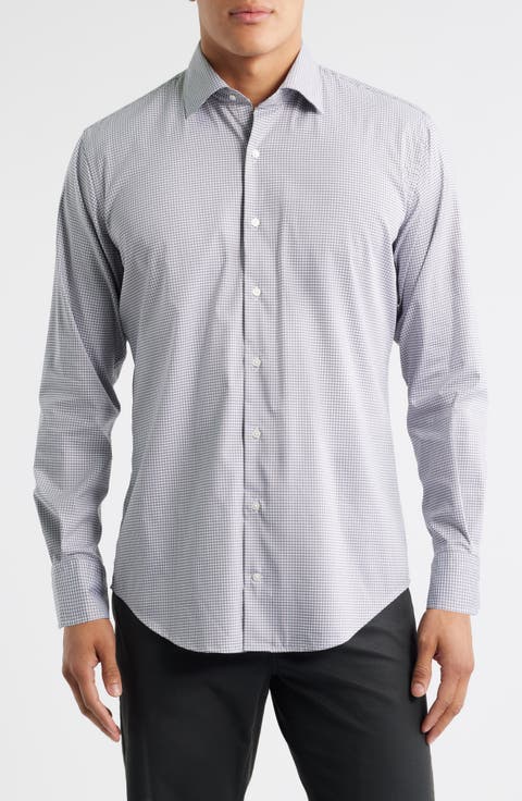 Jackson Crown Lite Microcheck Performance Twill Button-Up Shirt