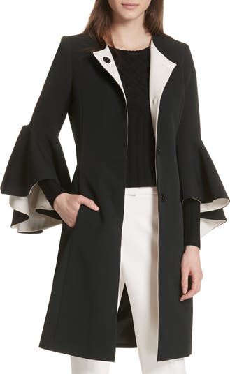 Milly Selena Ruffle Sleeve Coat | Nordstrom