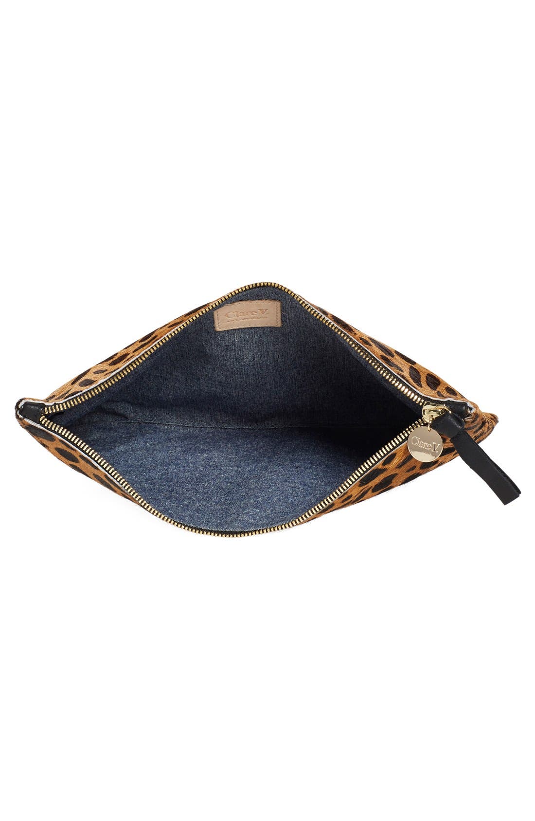 Clare V. Cheetah Print Genuine Calf Hair Clutch, Alternate, color, 
