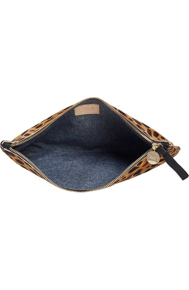 Clare V. Cheetah Print Genuine Calf Hair Clutch, Alternate, color,