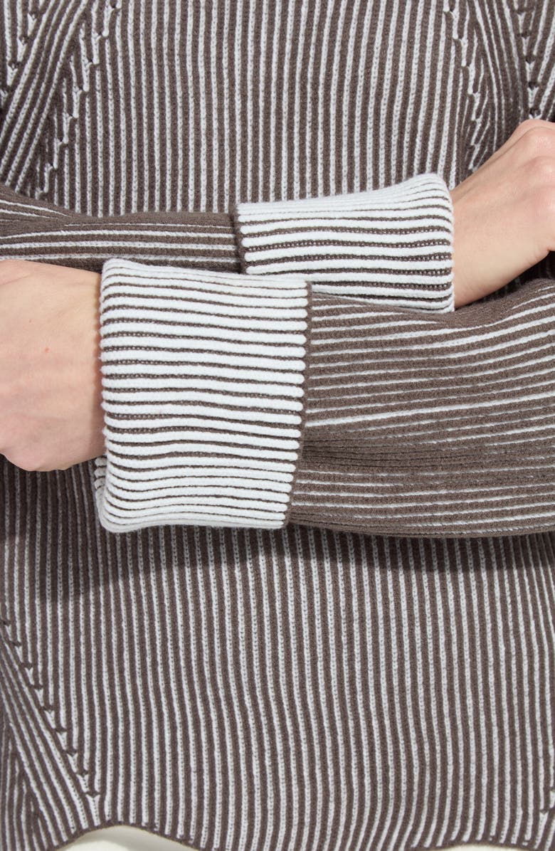 Lysse Hyacinth Rib Sweather, Alternate, color, Americano/ Snow White