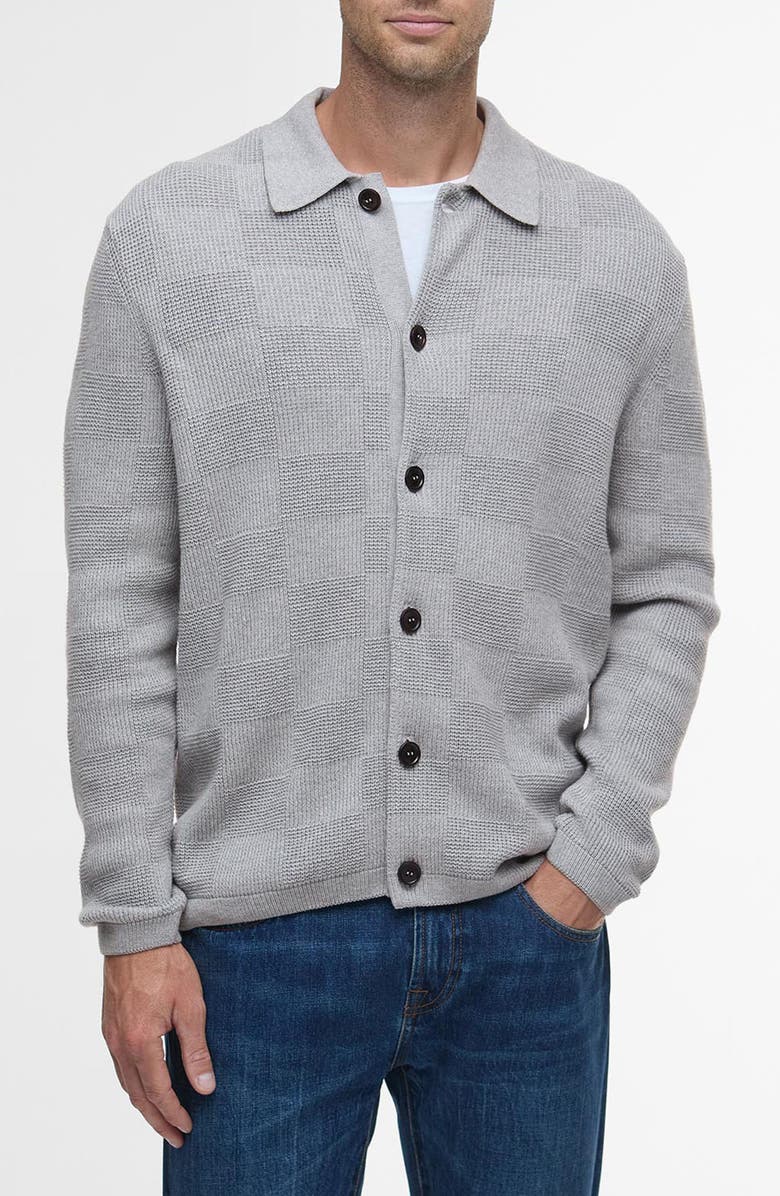 Barbour Falton Check Cardigan, Main, color, Grey Marl