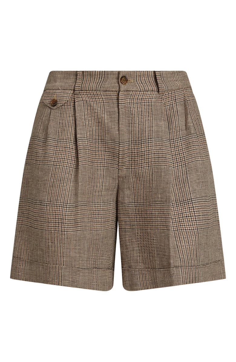 Lauren Ralph Lauren Glen Check Pleated Linen Twill Shorts, Alternate, color,