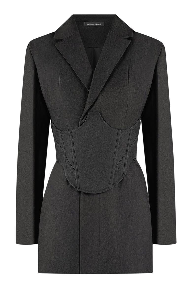Tailored Blazer Dress with Reversible Corset, Alternate, color, Black