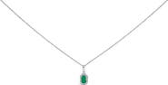 Haus of Brilliance 10K White Gold 5x3mm Birthstone and Diamond Accent Halo Octagonal Shape Pendant Necklace
