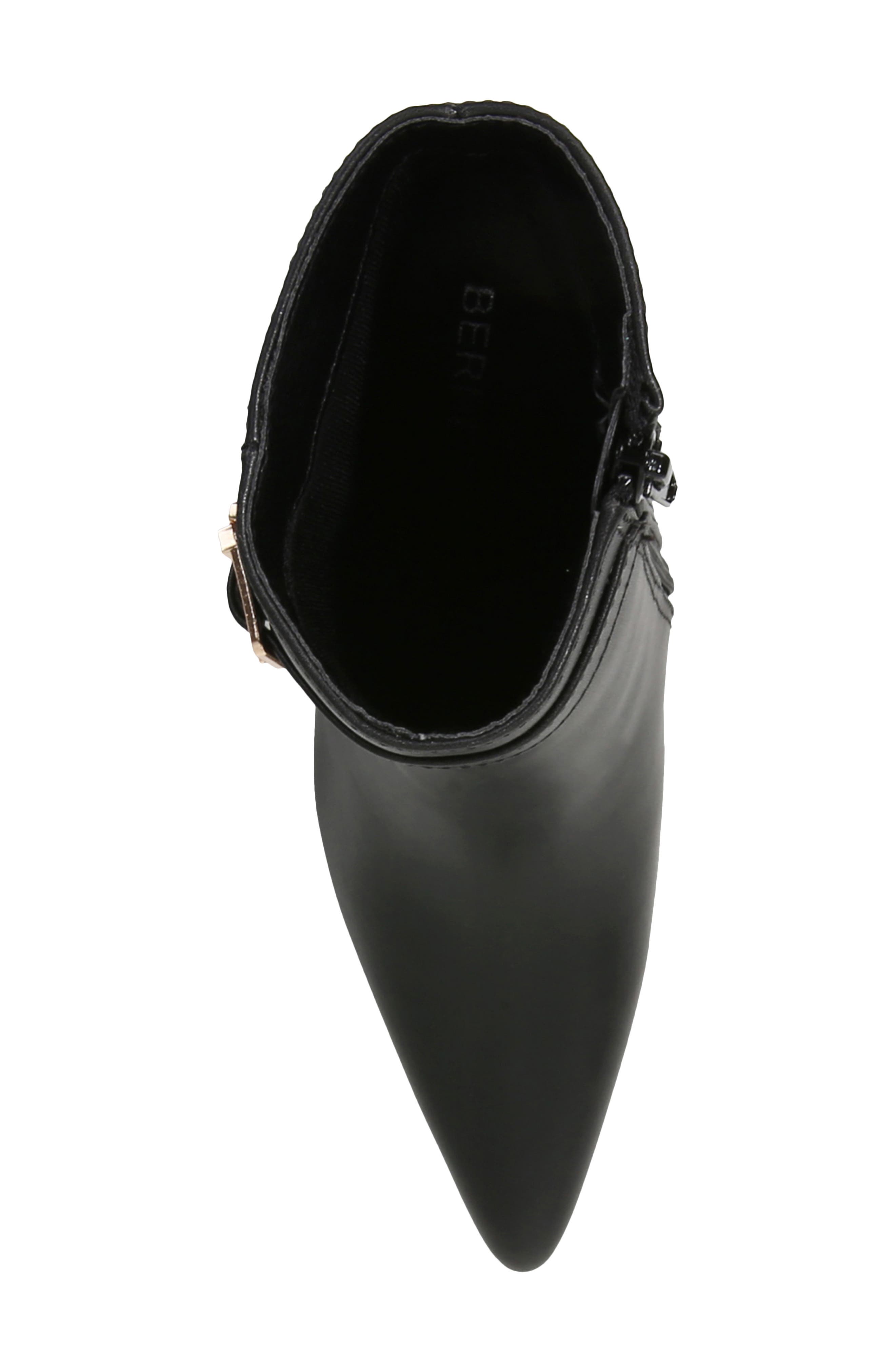 Blanche Faux Leather Pointed Toe Bootie, Alternate, color, BLACK