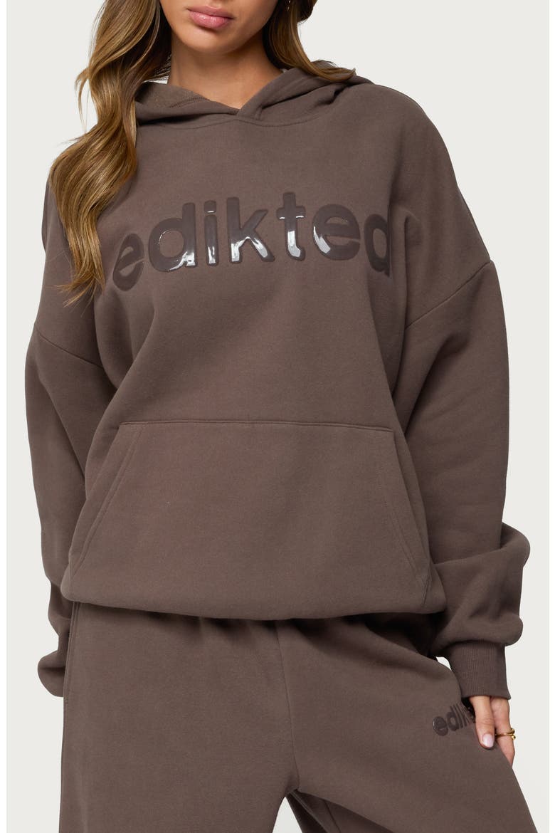Be Edikted Logo Hoodie, Main, color, BROWN