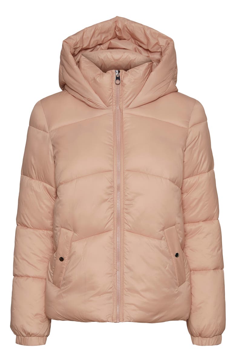 VERO MODA Upsala Hooded Puffer Jacket, Alternate, color, Mahogany Rose